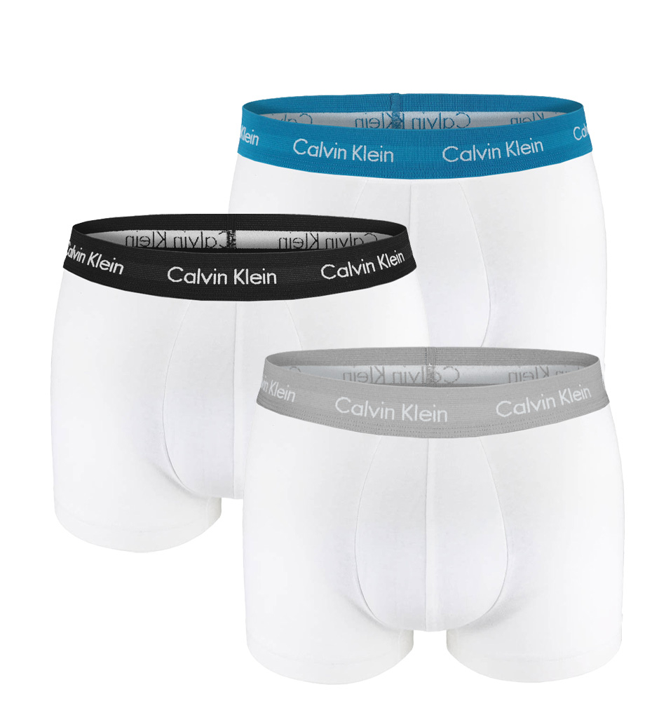 Calvin Klein - boxerky 3PACK cotton stretch biele s farebným pásom - limitovaná edícia