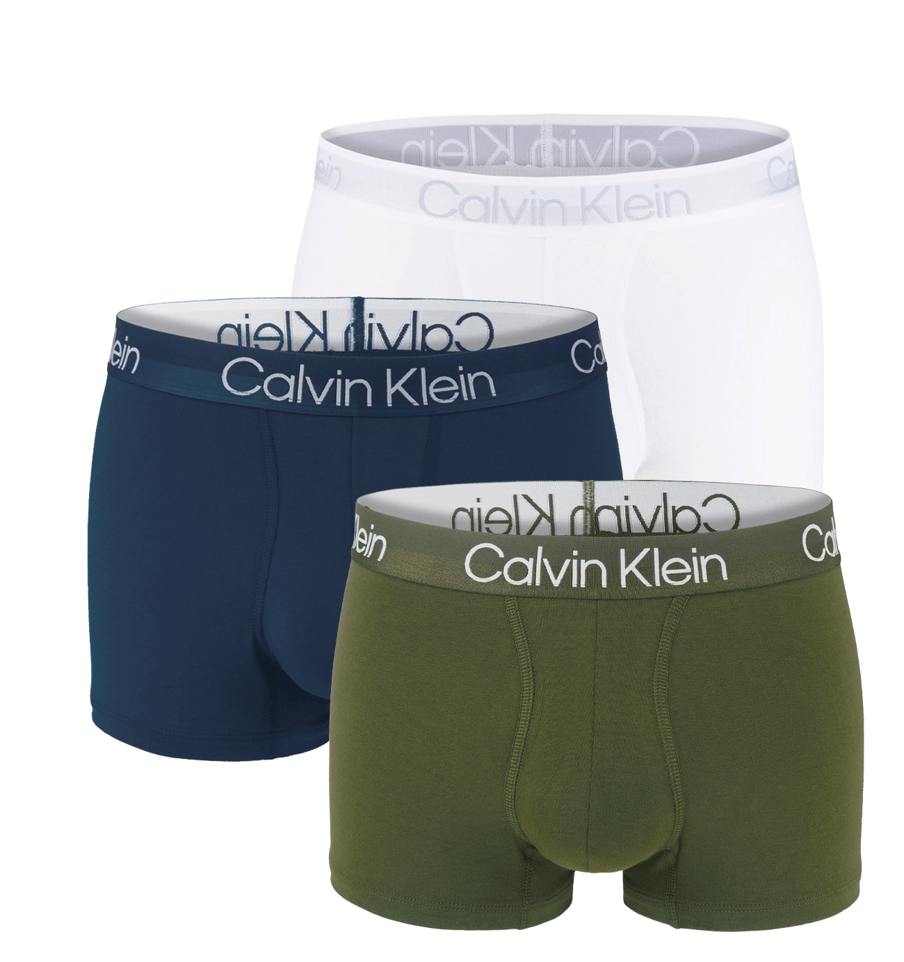 E-shop Calvin Klein - boxerky 3PACK modern structure dark olive and blue - limitovaná edícia-M (81-86 cm)