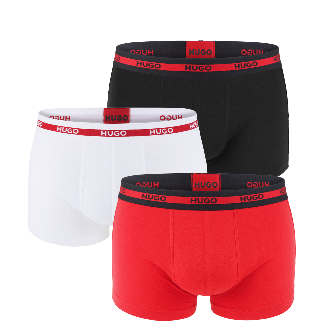 HUGO - boxerky 3PACK cotton stretch red & black color combo z organickej bavlny - limitovaná fashion edícia (HUGO BOSS)-M (83-89 cm)