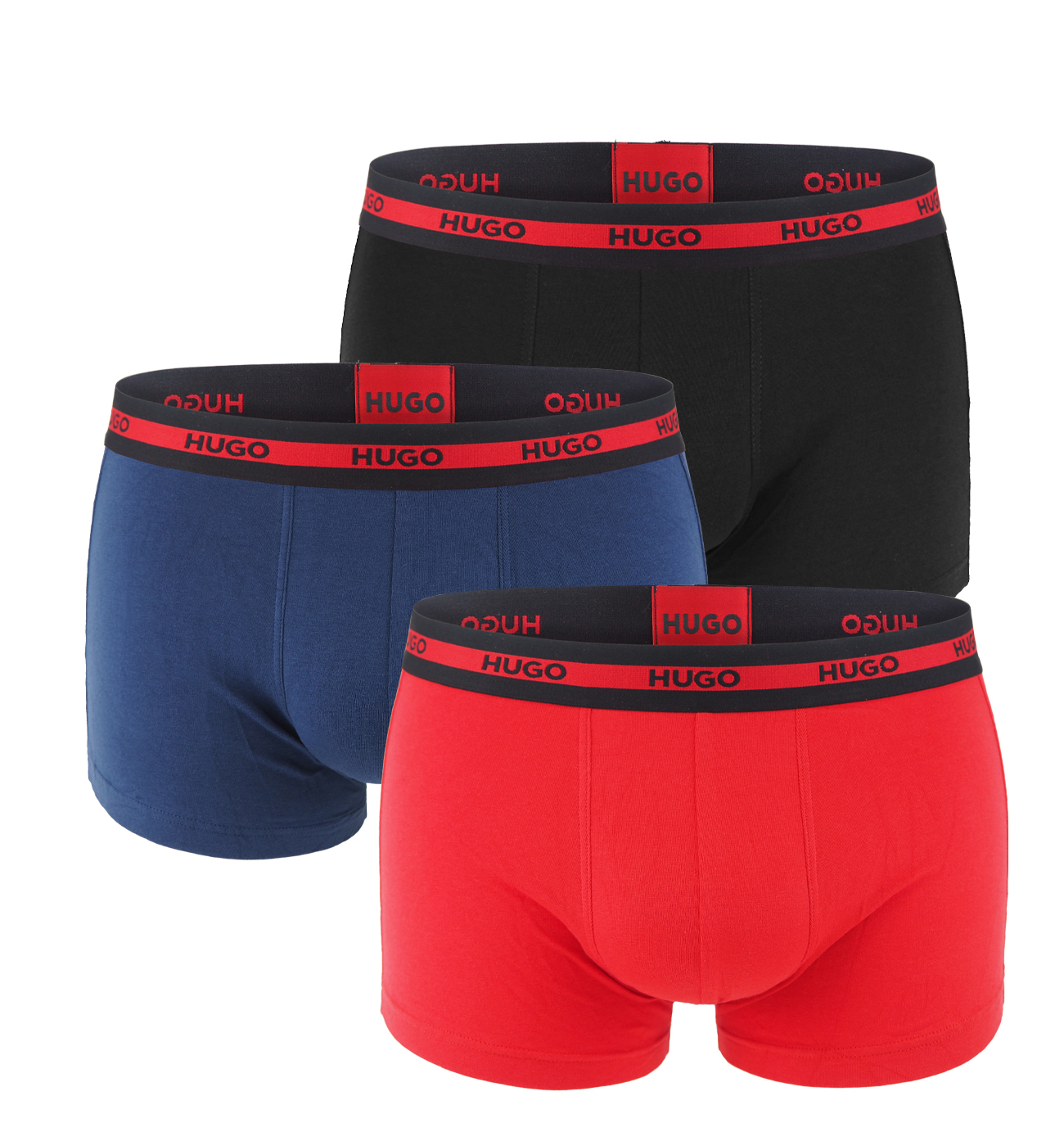 HUGO - boxerky 3PACK cotton stretch dark & red color combo z organickej bavlny - limitovaná fashion edícia (HUGO BOSS)