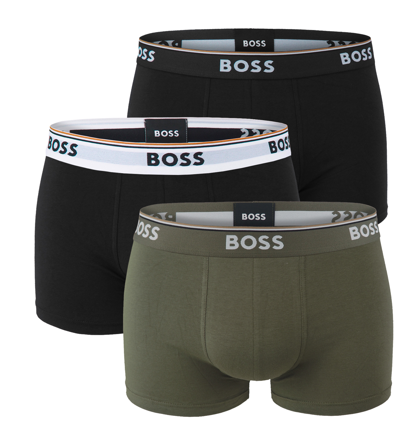 BOSS - boxerky 3PACK cotton stretch power design army green & dark color combo - limitovaná fashion edícia (HUGO BOSS)