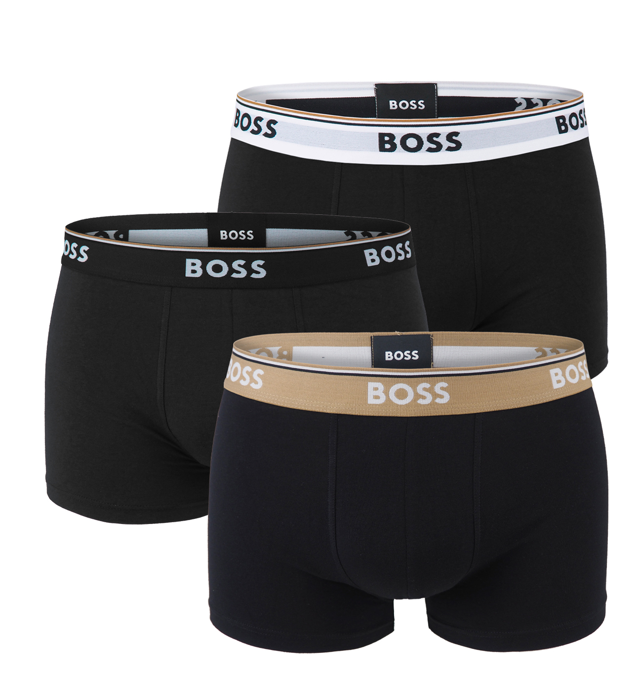 E-shop BOSS - boxerky 3PACK cotton stretch black with dark color waist - limitovaná fashion edícia (HUGO BOSS)-XXL (108-117 cm)