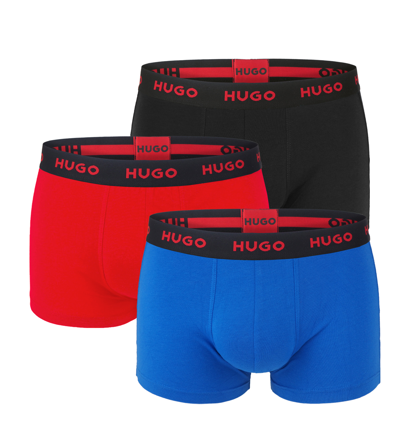 E-shop HUGO - boxerky 3PACK cotton stretch dark color & red combo - limitovaná fashion edícia (HUGO BOSS)-XXL (108-117 cm)