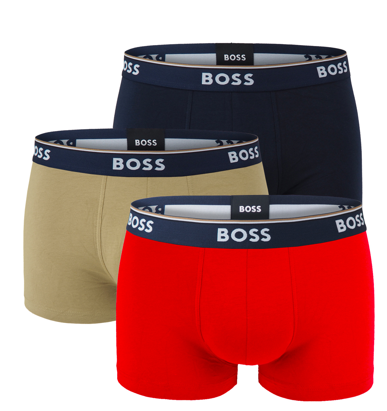 BOSS - boxerky 3PACK cotton stretch army green & red combo - limitovaná fashion edícia (HUGO BOSS)