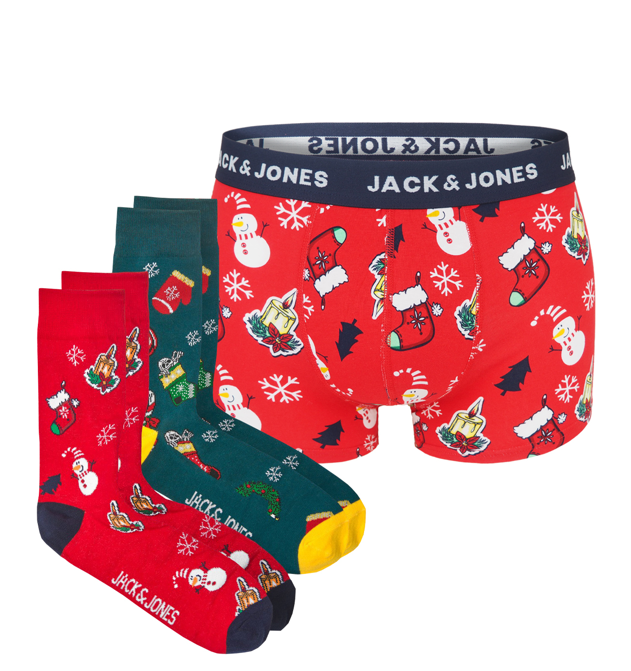 JACK & JONES - 3PACK Jactom boxerky a ponožky vo vianočnom darčekovom balení