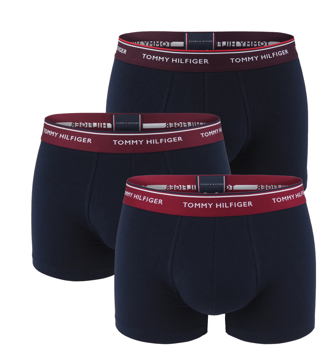 TOMMY HILFIGER - boxerky 3PACK premium essentials dark color with burgundy waist - limitovaná edícia