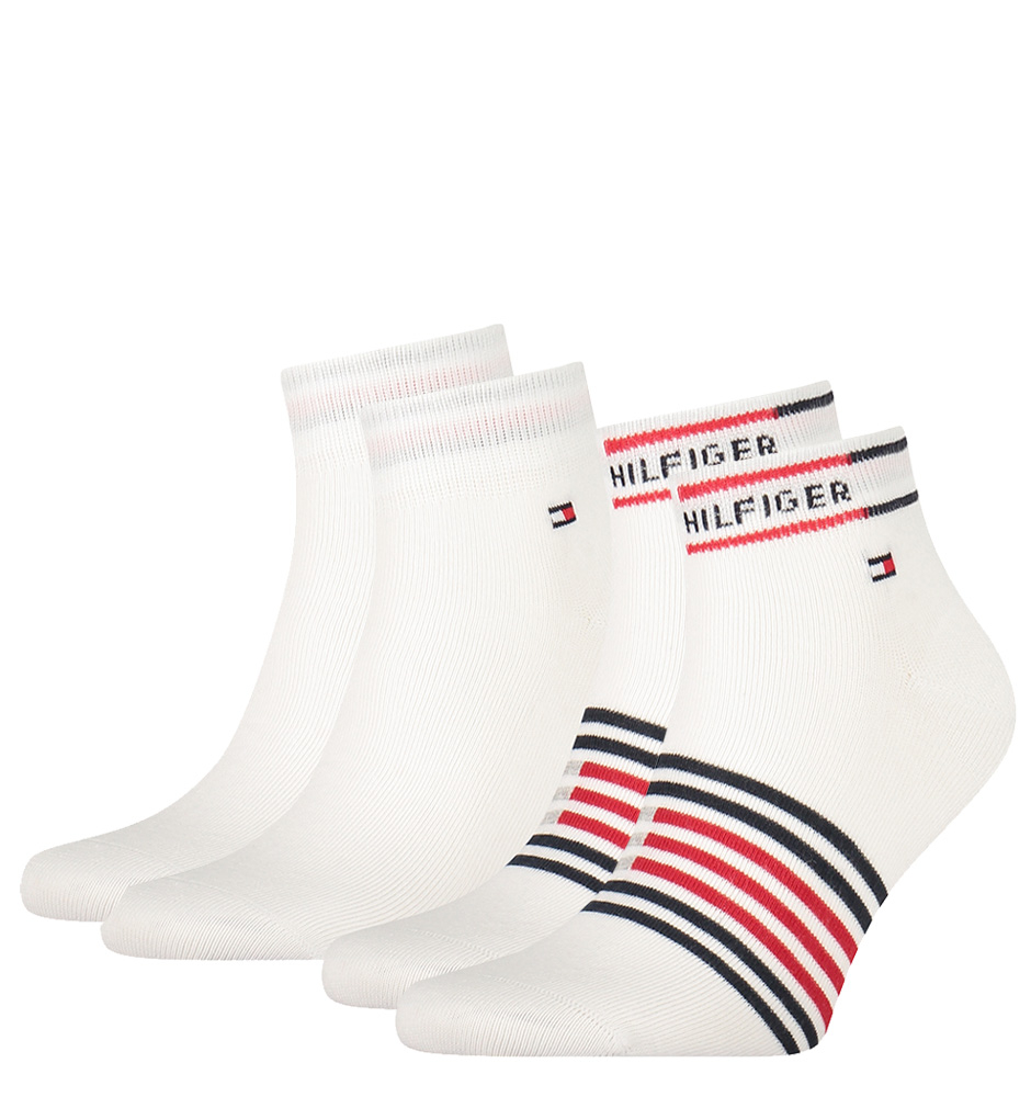 E-shop TOMMY HILFIGER - 2PACK Breton stripe biele quarter ponožky-39-42