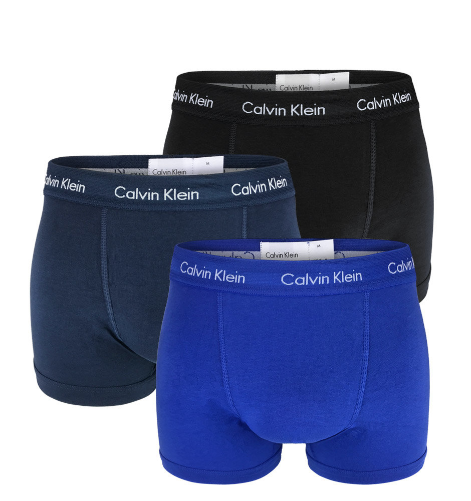 CALVIN KLEIN - 3PACK Cotton stretch classic modré boxerky-M (81-86 cm)