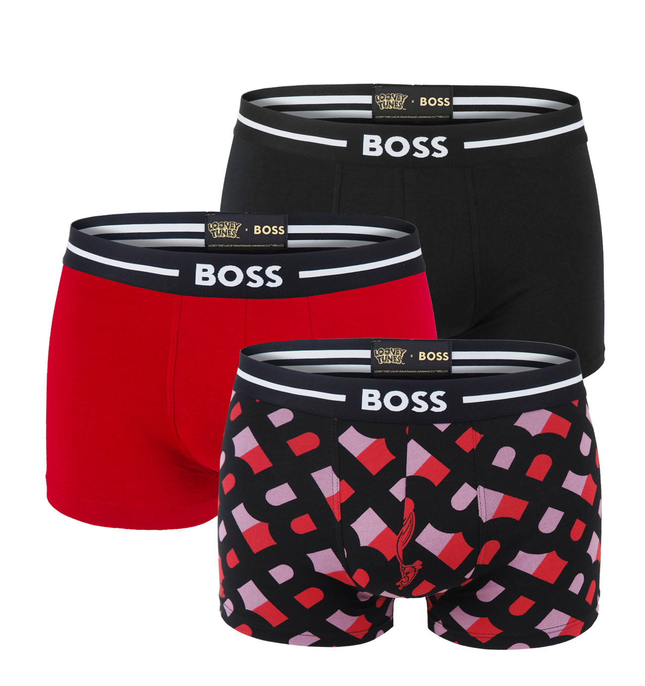 BOSS – boxerky 3PACK cotton stretch BOLD Looney Tunes v darčekovom balení – limitovaná fashion edícia (HUGO BOSS)