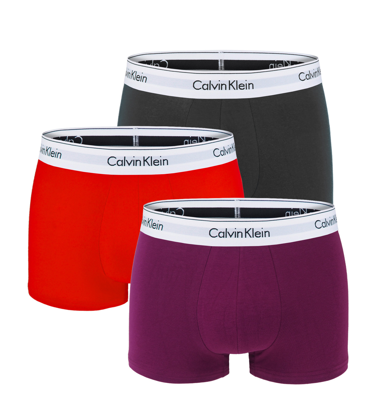 Calvin Klein – boxerky 3PACK modern cotton stretch purple & gray color – limitovaná edícia