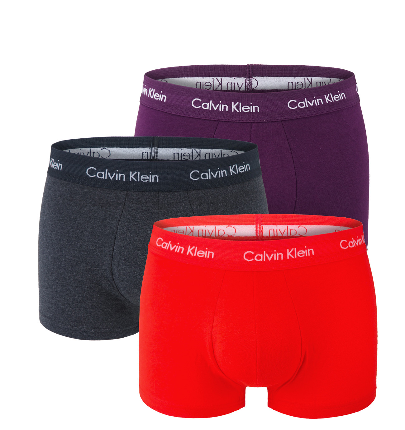 Calvin Klein – boxerky 3PACK cotton stretch burgundy & orange color – limitovaná edícia