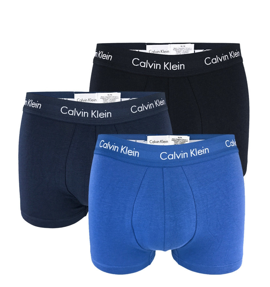 CALVIN KLEIN – 3PACK Cotton stretch modré boxerky