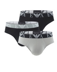 EMPORIO ARMANI - slipy 3PACK stretch cotton nero & pietra combo - limited edition