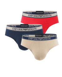 EMPORIO ARMANI - slipy 3PACK stretch cotton marine & rosso - limited edition