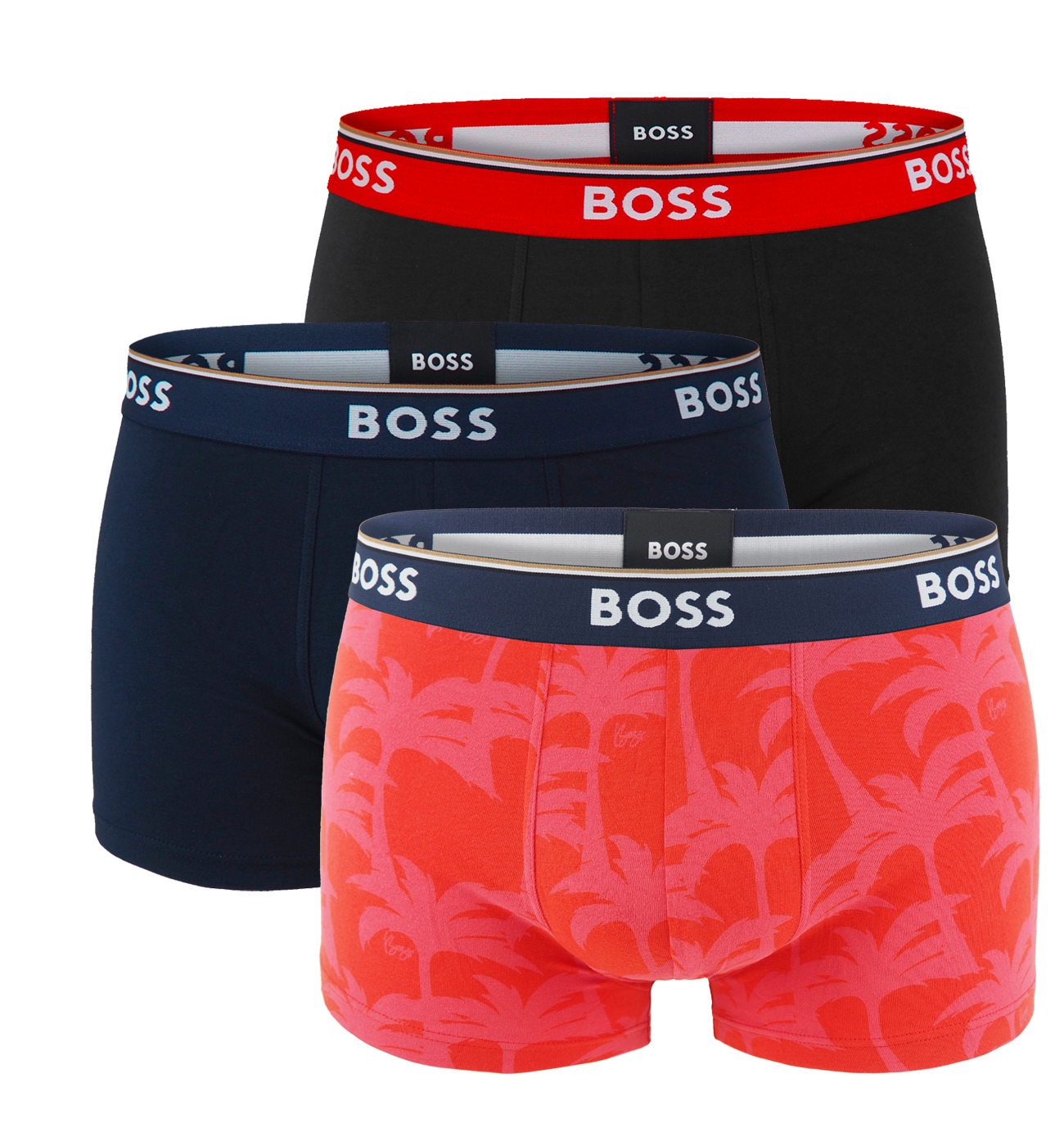 BOSS - boxerky 3PACK cotton stretch power design palm & dark color combo - limitovaná fashion edícia (HUGO BOSS)