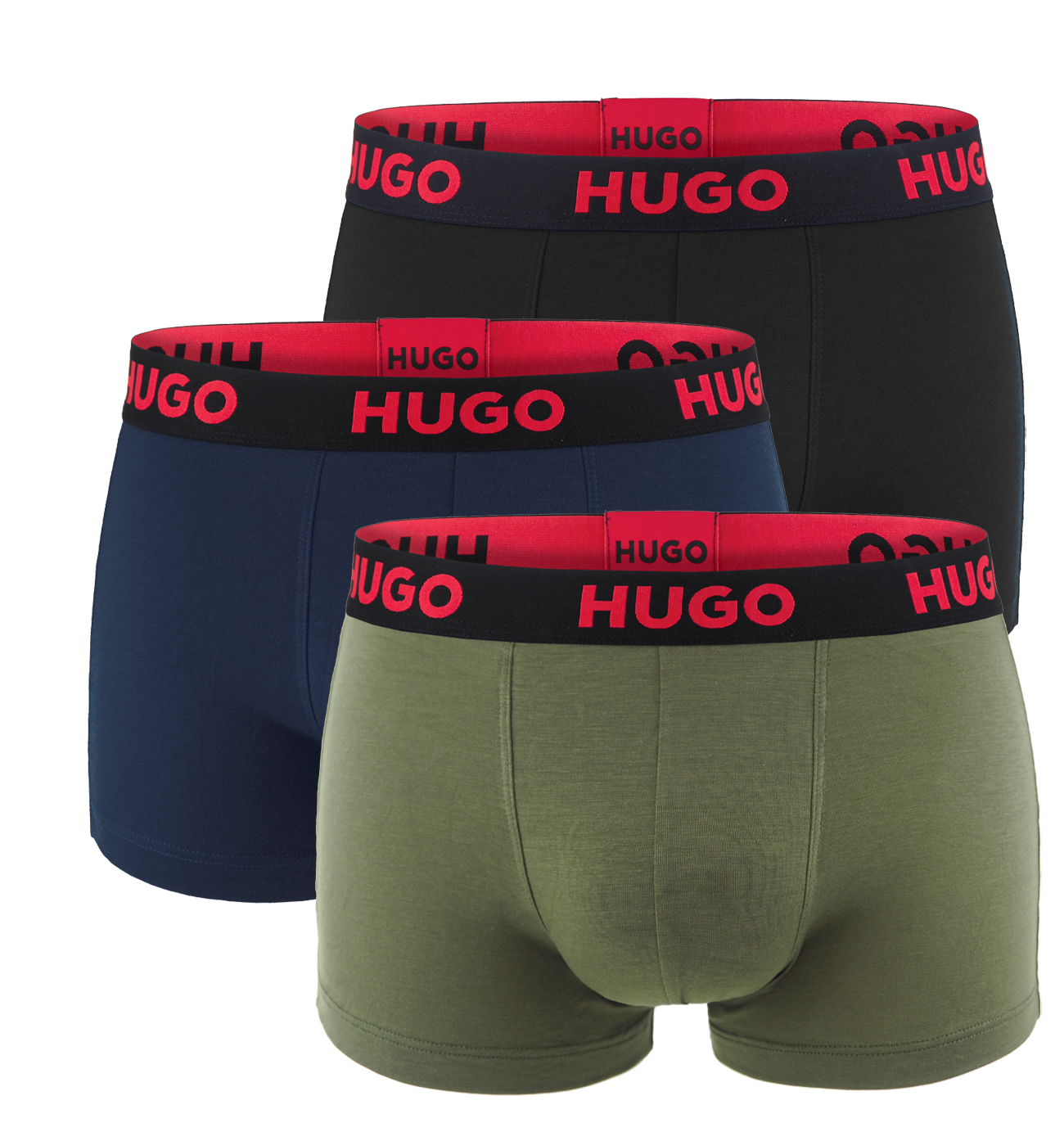 HUGO - boxerky 3PACK lyocell stretch army green & black combo - limitovaná fashion edícia (HUGO BOSS)