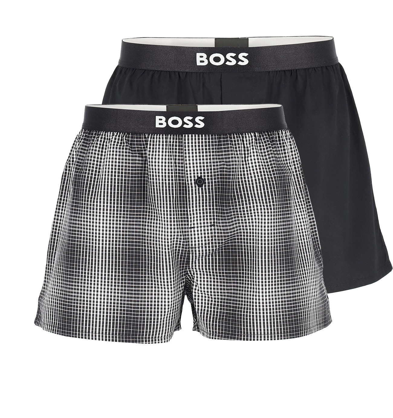 BOSS - trenky 2PACK natural pure cotton black color grid combo (HUGO BOSS)-M (83-89 cm)