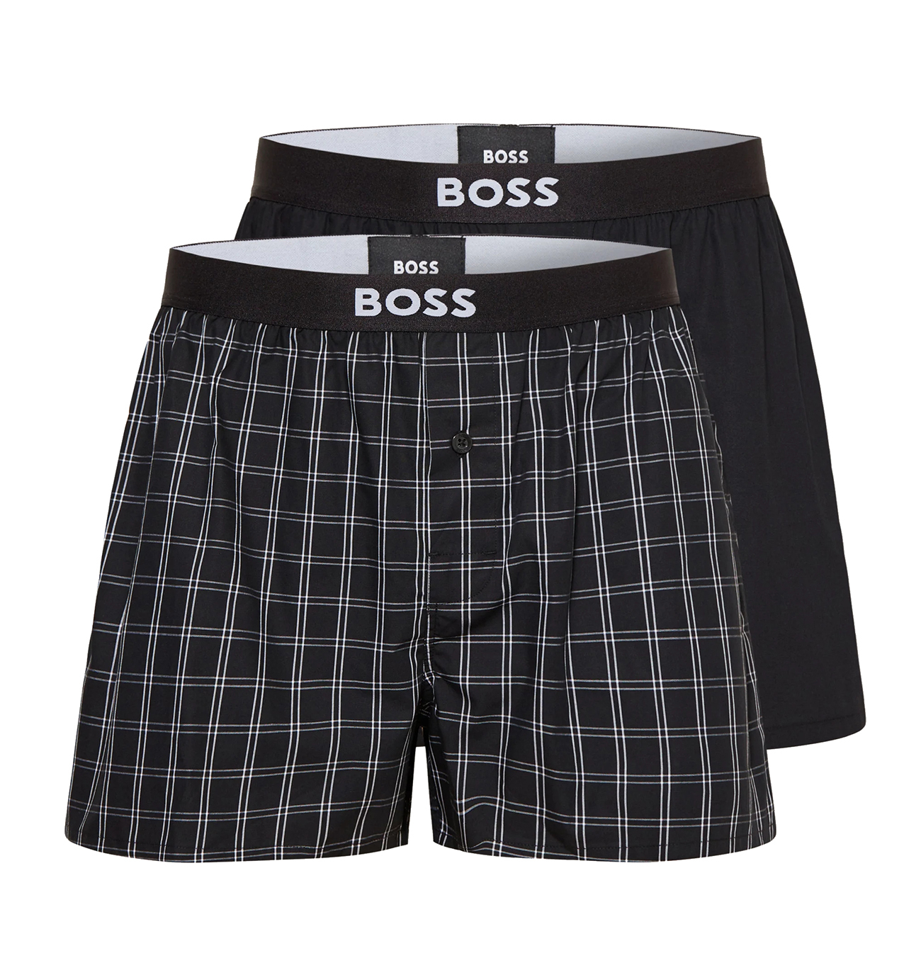 BOSS - trenky 2PACK natural pure cotton big cubes black combo (HUGO BOSS)-M (83-89 cm)
