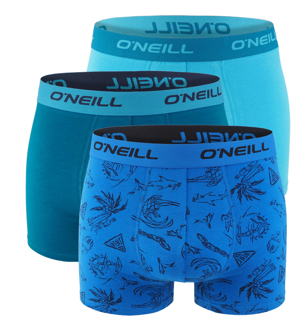 O'NEILL - boxerky 3PACK ocean & beach blue color combo - limitovana edicia-XXL (103-108 cm)