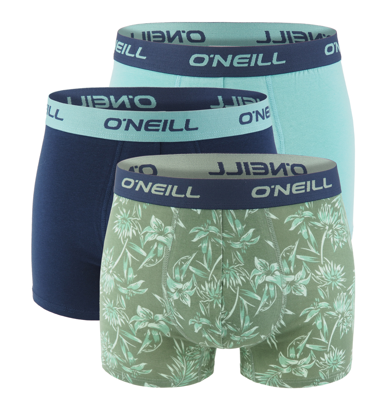 O'NEILL - boxerky 3PACK marine & green flower color combo - limitovana edicia-XXL (103-108 cm)