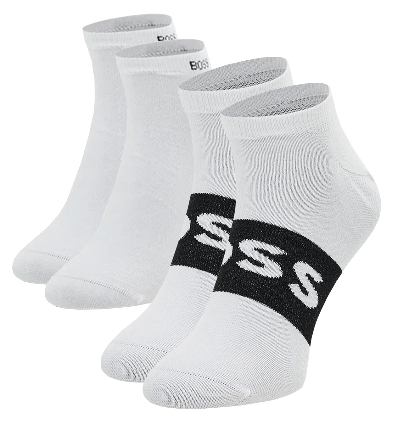 BOSS - 2PACK BOSS biele pánske členkové ponožky s logom