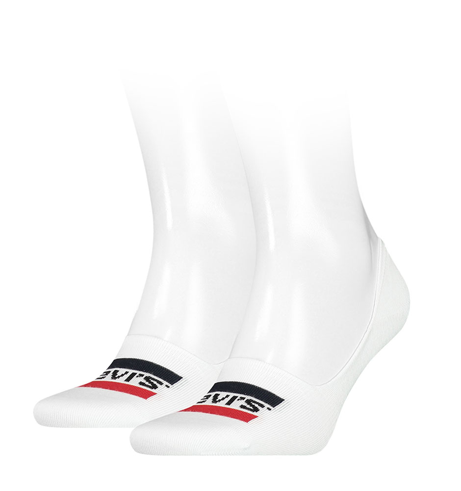 LEVI`S - 2PACK Levi`s sportswear logo biele neviditeľné ponožky