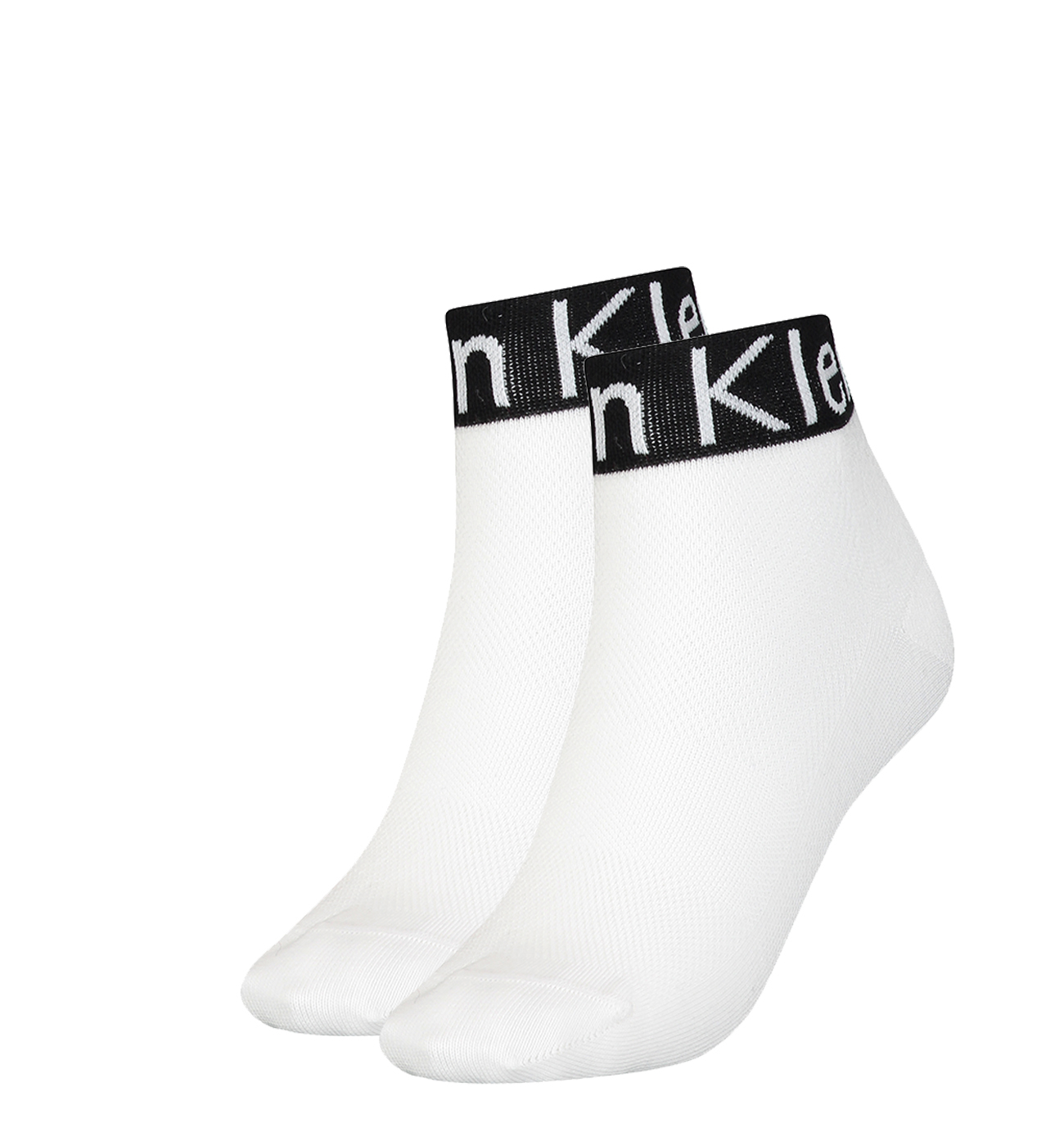 CALVIN KLEIN - CK logo welt biele dámske quarter ponožky