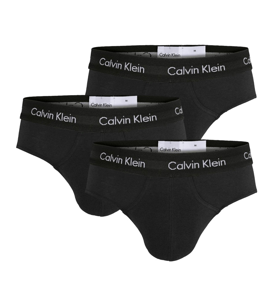 CALVIN KLEIN - 3PACK Cotton stretch čierne slipy s čiernym pásom-S (76-81 cm)