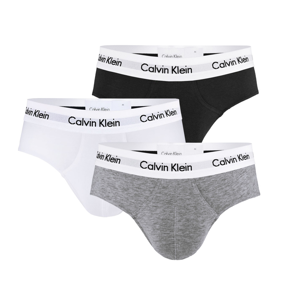 CALVIN KLEIN - 3PACK cotton stretch sivé, biele a čierne slipy -XL (101-106 cm)